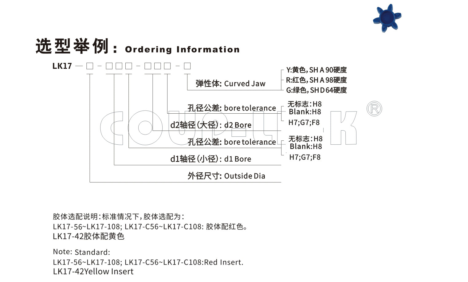 LK17系列 定位螺丝固定型梅花联轴器_联轴器种类-广州菱科自动化设备有限公司